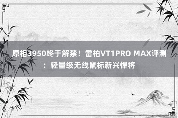 原相3950终于解禁！雷柏VT1PRO MAX评测：轻量级无线鼠标新兴悍将