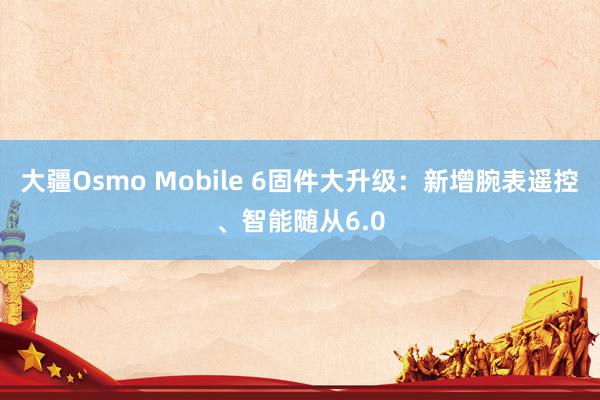 大疆Osmo Mobile 6固件大升级：新增腕表遥控、智能随从6.0