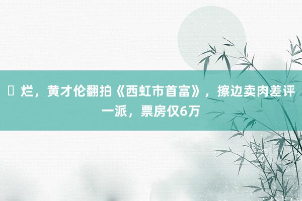 ​烂，黄才伦翻拍《西虹市首富》，擦边卖肉差评一派，票房仅6万