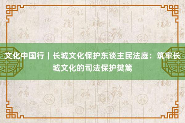 文化中国行｜长城文化保护东谈主民法庭：筑牢长城文化的司法保护樊篱