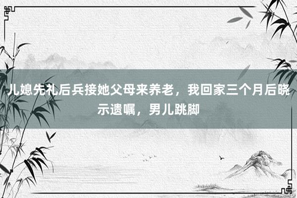 儿媳先礼后兵接她父母来养老，我回家三个月后晓示遗嘱，男儿跳脚