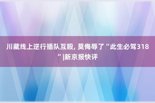 川藏线上逆行插队互殴, 莫侮辱了“此生必驾318”|新京报快评