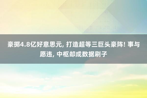 豪掷4.8亿好意思元, 打造超等三巨头豪阵! 事与愿违, 中枢却成数据刷子