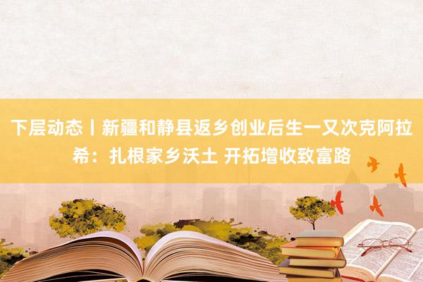 下层动态丨新疆和静县返乡创业后生一又次克阿拉希：扎根家乡沃土 开拓增收致富路