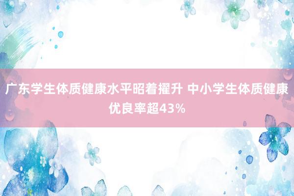 广东学生体质健康水平昭着擢升 中小学生体质健康优良率超43%