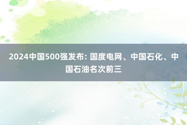 2024中国500强发布: 国度电网、中国石化、中国石油名次前三