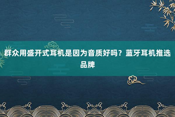 群众用盛开式耳机是因为音质好吗？蓝牙耳机推选品牌