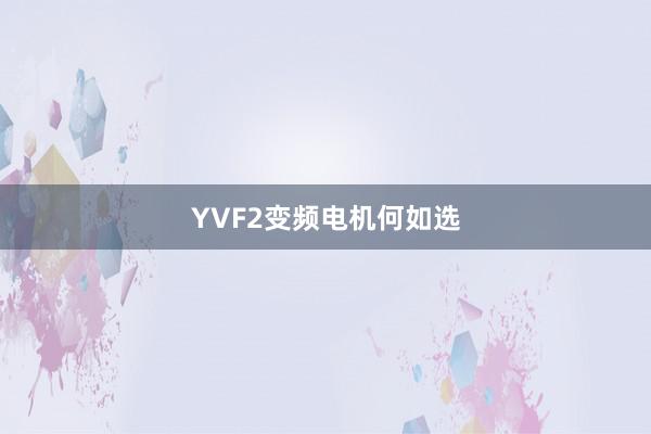 YVF2变频电机何如选