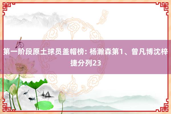 第一阶段原土球员盖帽榜: 杨瀚森第1、曾凡博沈梓捷分列23